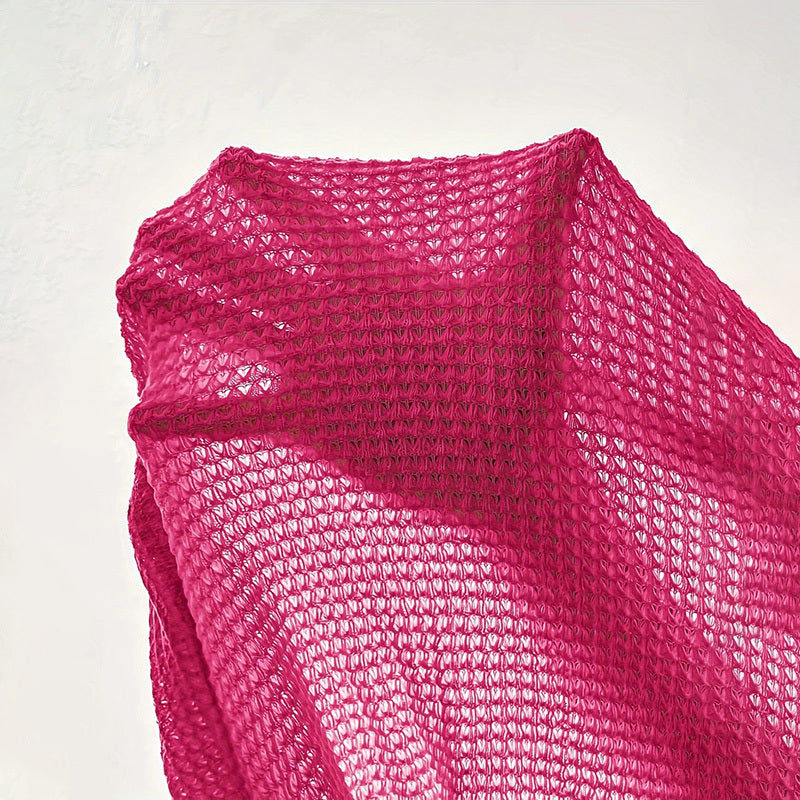 Women's Solid Color V-Neck Long Sleeve Knit Top - Sexy Backless T-Shirt With Sheer Cutout Details, Elegant Blouse For Spring&Summe