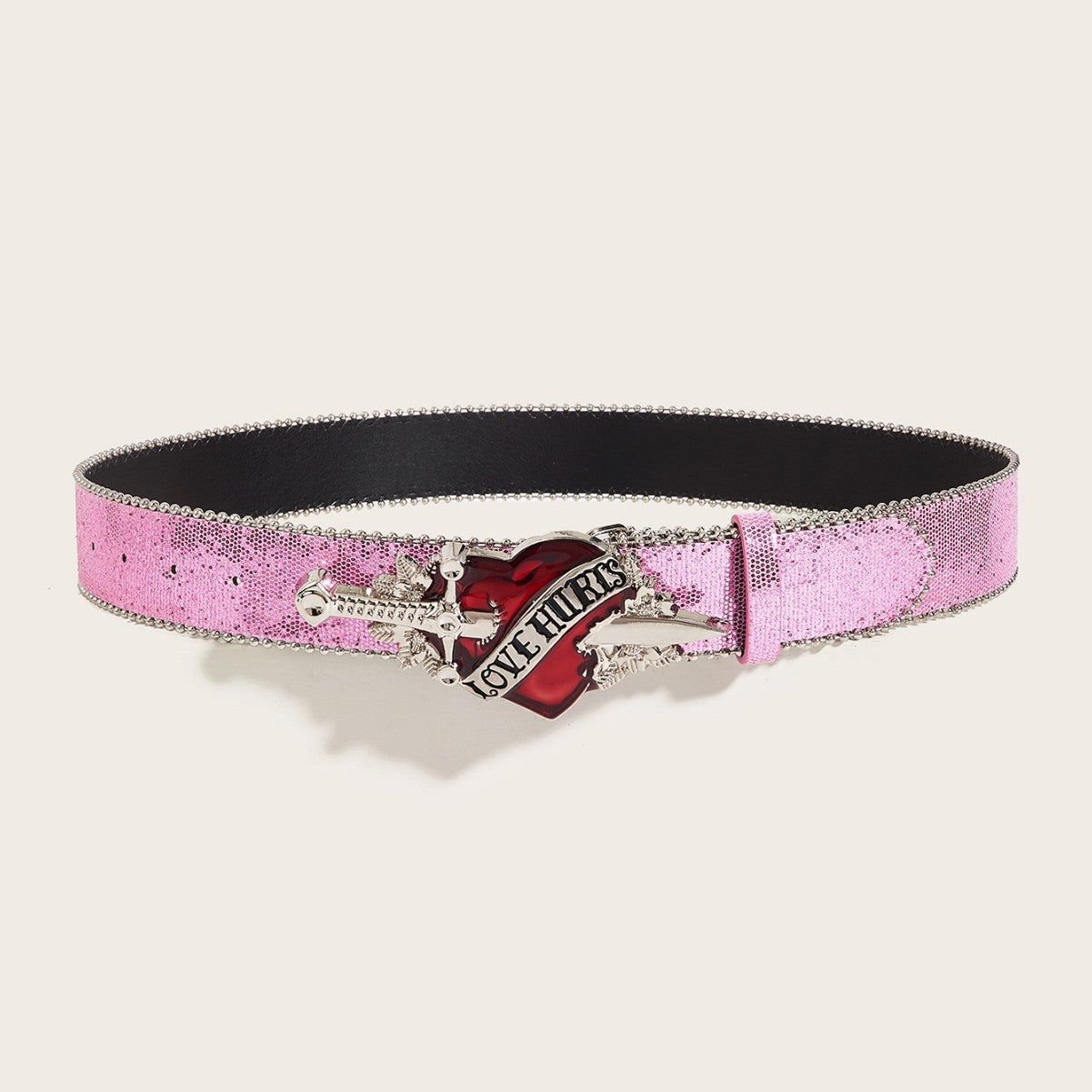Sequined Belt Buckle Belt