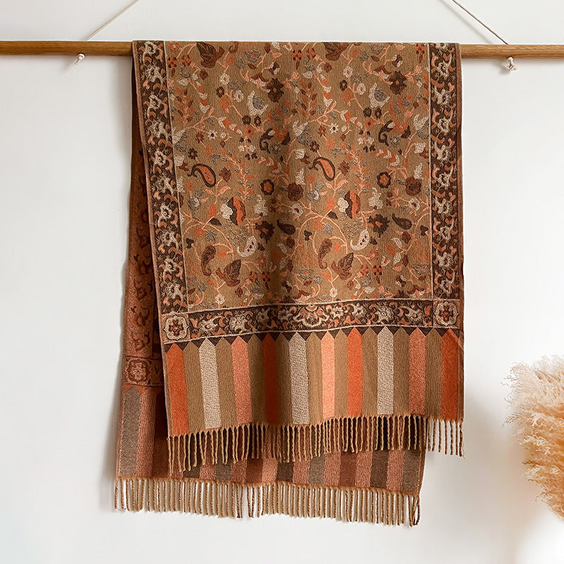 Autumn And Winter Ethnic Style Plant Flower Core-spun Yarn Tassle Fashion