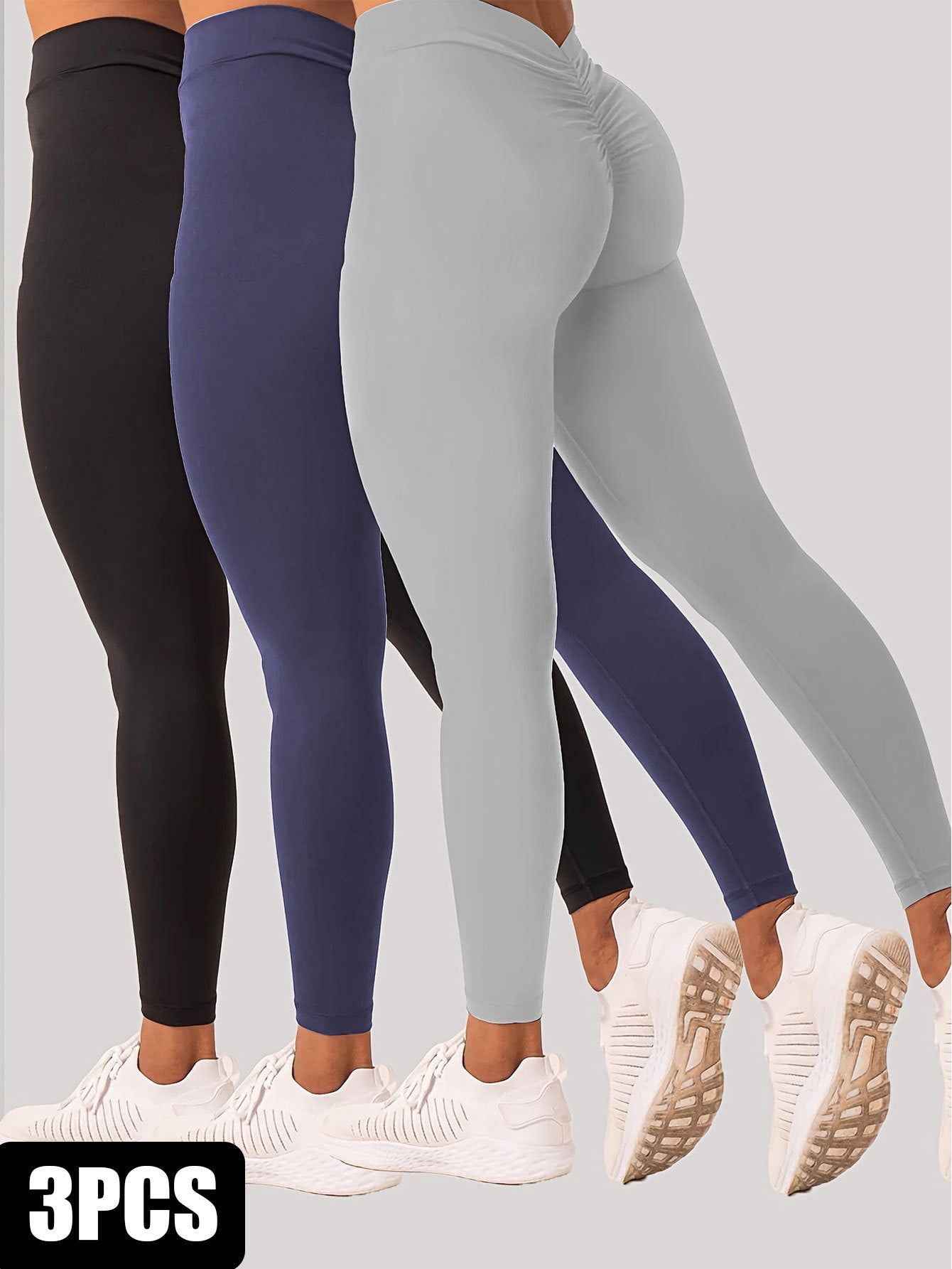 3 Pack Women's Yoga Leggings With High Waistband, Moisture-Wicking, And Stretchy, Perfect For Outdoor Activities And Fitness