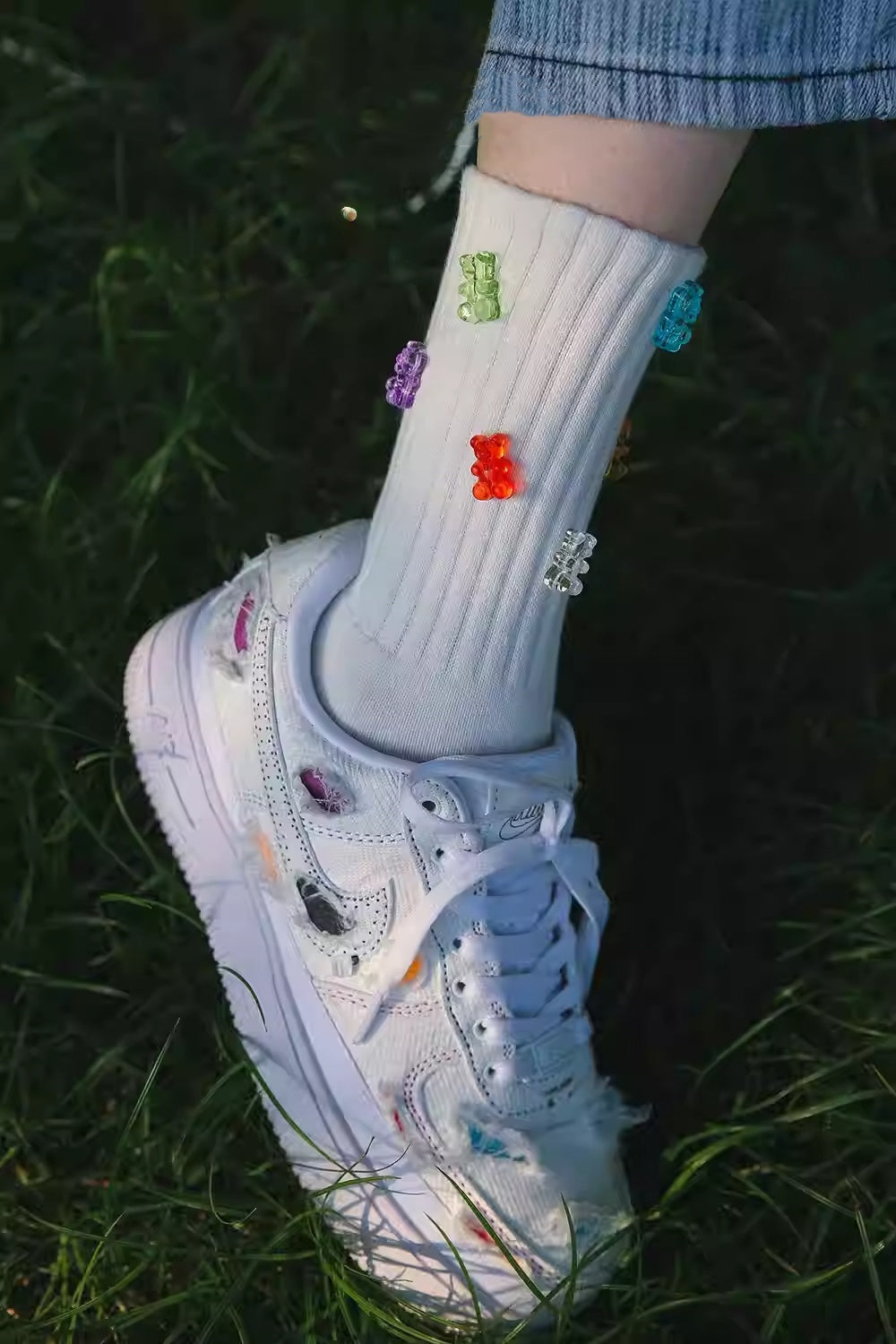 Colorful Cute Bear Three-dimensional Soft Candy Cotton Sports Mid-calf Socks