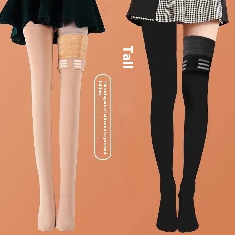 Women's Fleece-lined Thick Silicone Non-slip Thigh Knee Socks