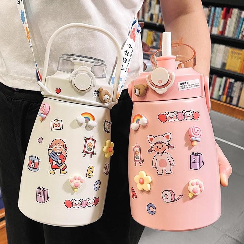 Large Capacity Straw Portable Stainless Steel Cup