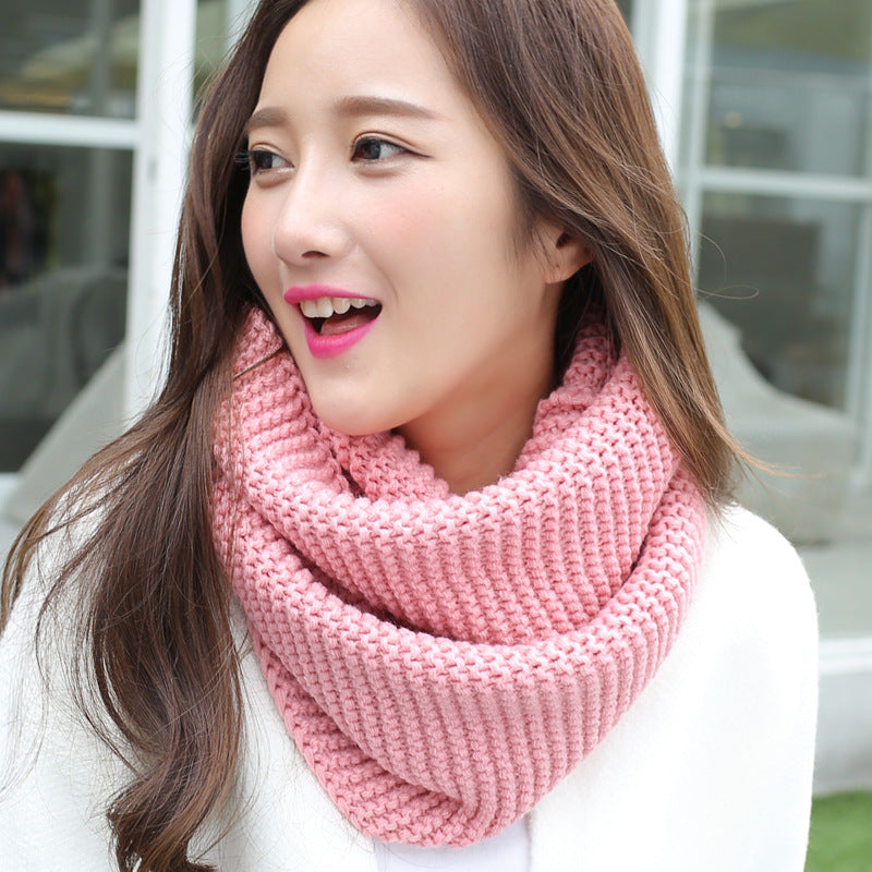 Wool Knitted Scarf Warm And Thick Solid Color