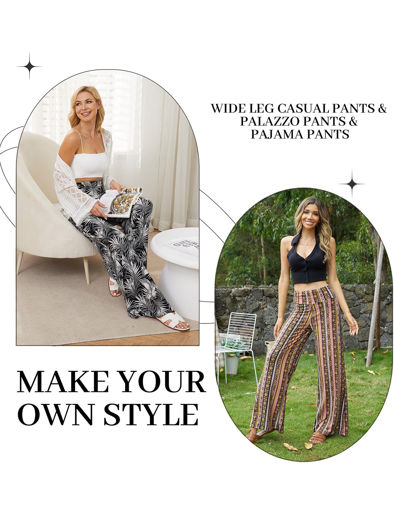 Wide-leg Pants - Skirt Printed With Pink Vintage Flowers