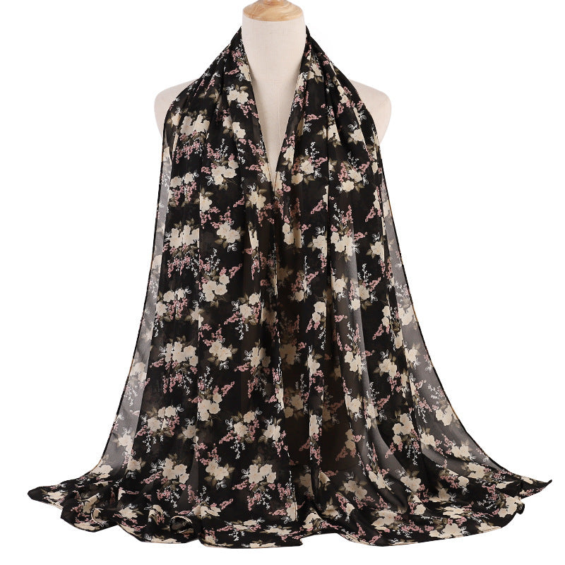 Breathable Chiffon Small Floral Long Towel
