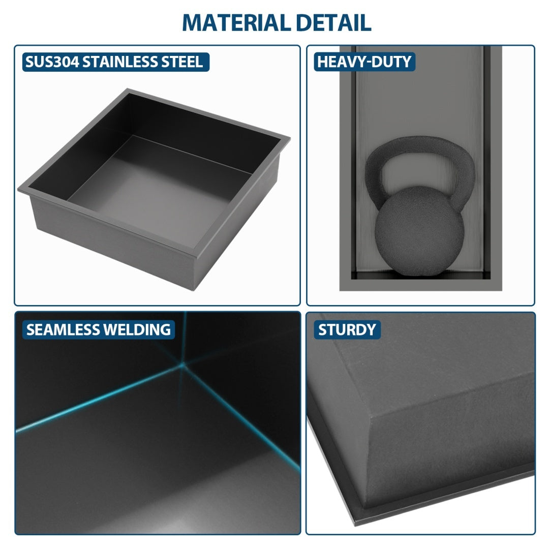 17 X 15 In Stainless Steel Shower Niche, Gunmetal Black, Waterproof, Easy Installation, Corrosion-Resistant