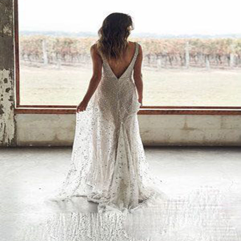 New Dress Bronzing V-neck Long