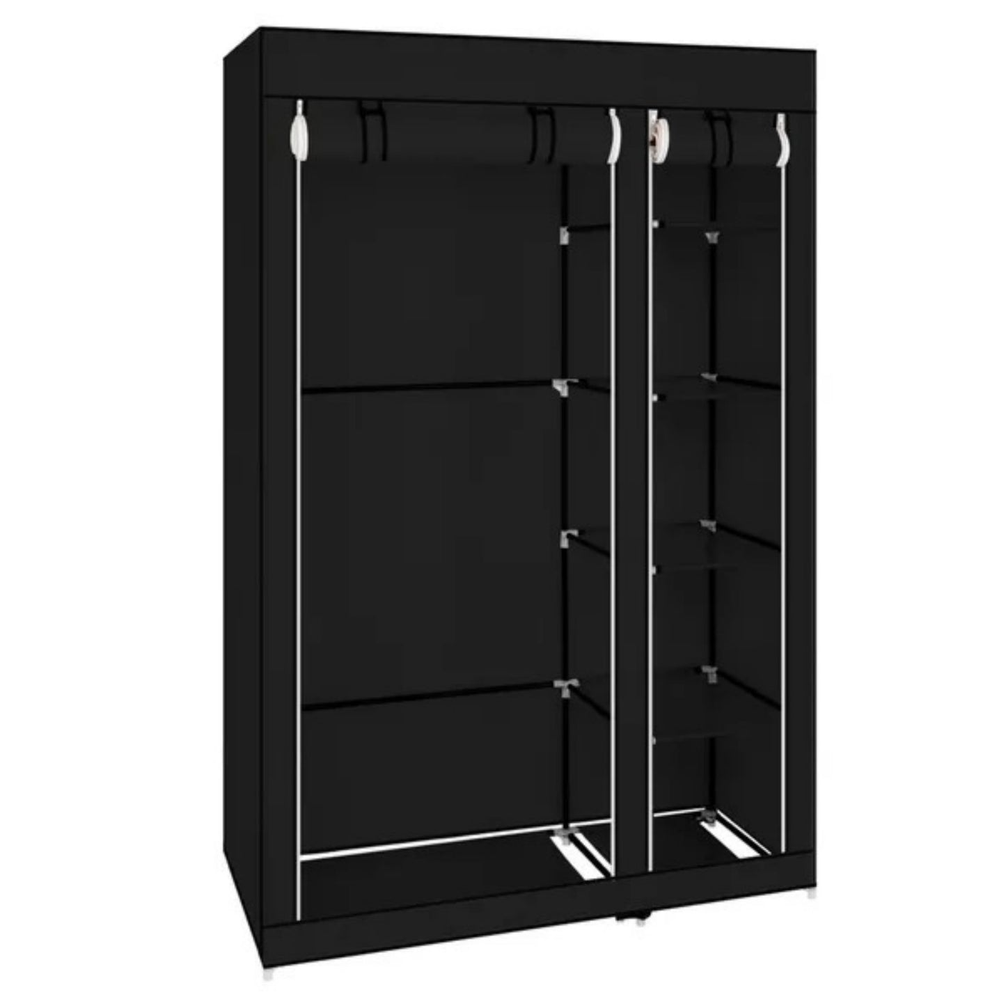 Portable Clothes Closet Wardrobe With Non-woven Fabric And Hanging Rod Quick And Easy To Assemble Black