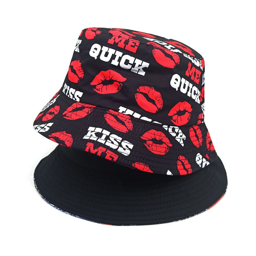 Fashion Letter Lip Pattern Printing Bucket Hat