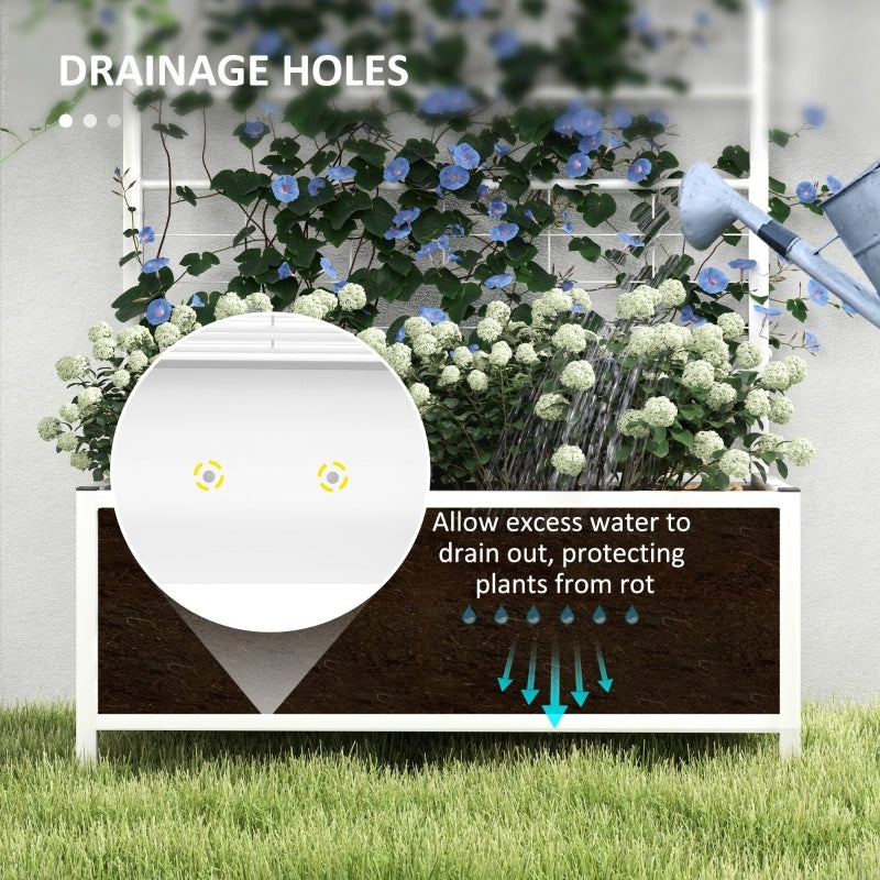 Outdoor Planter Box Galvanized Raised Garden Bed With Trellis For Climbing Vines