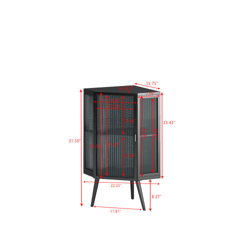 Floor Standing Cone-shaped Cabinet With Tempered Glass Doors And Storage Shelves
