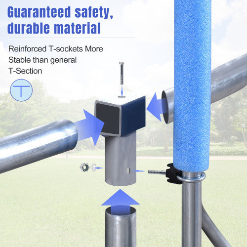 16FT Trampoline For Kids With Safety Enclosure Net, Basketball Hoop And Ladder, Easy Assembly Round Outdoor Recreational Trampoline