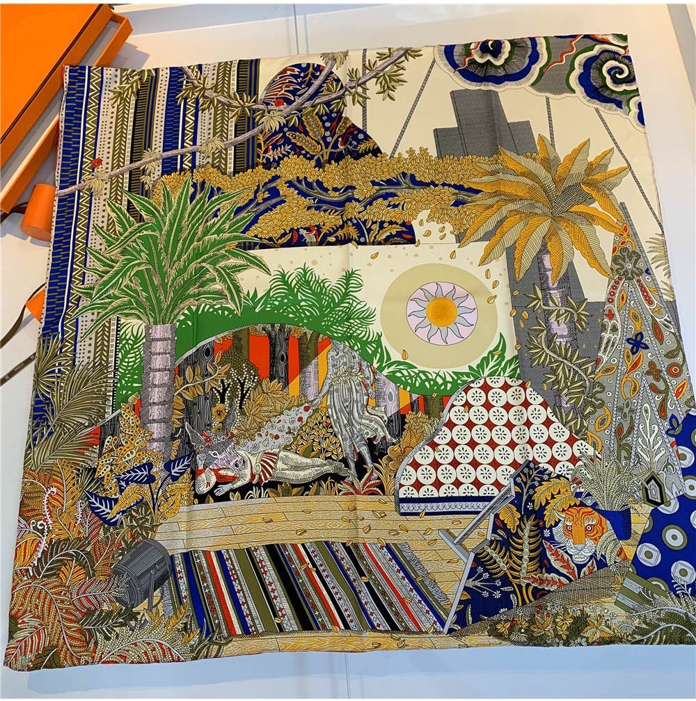 Handmade Hemming Twill Silk Printed Shawl