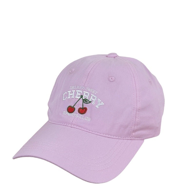 Cute Cartoon Embroidery Cherry Baseball Cap For Women