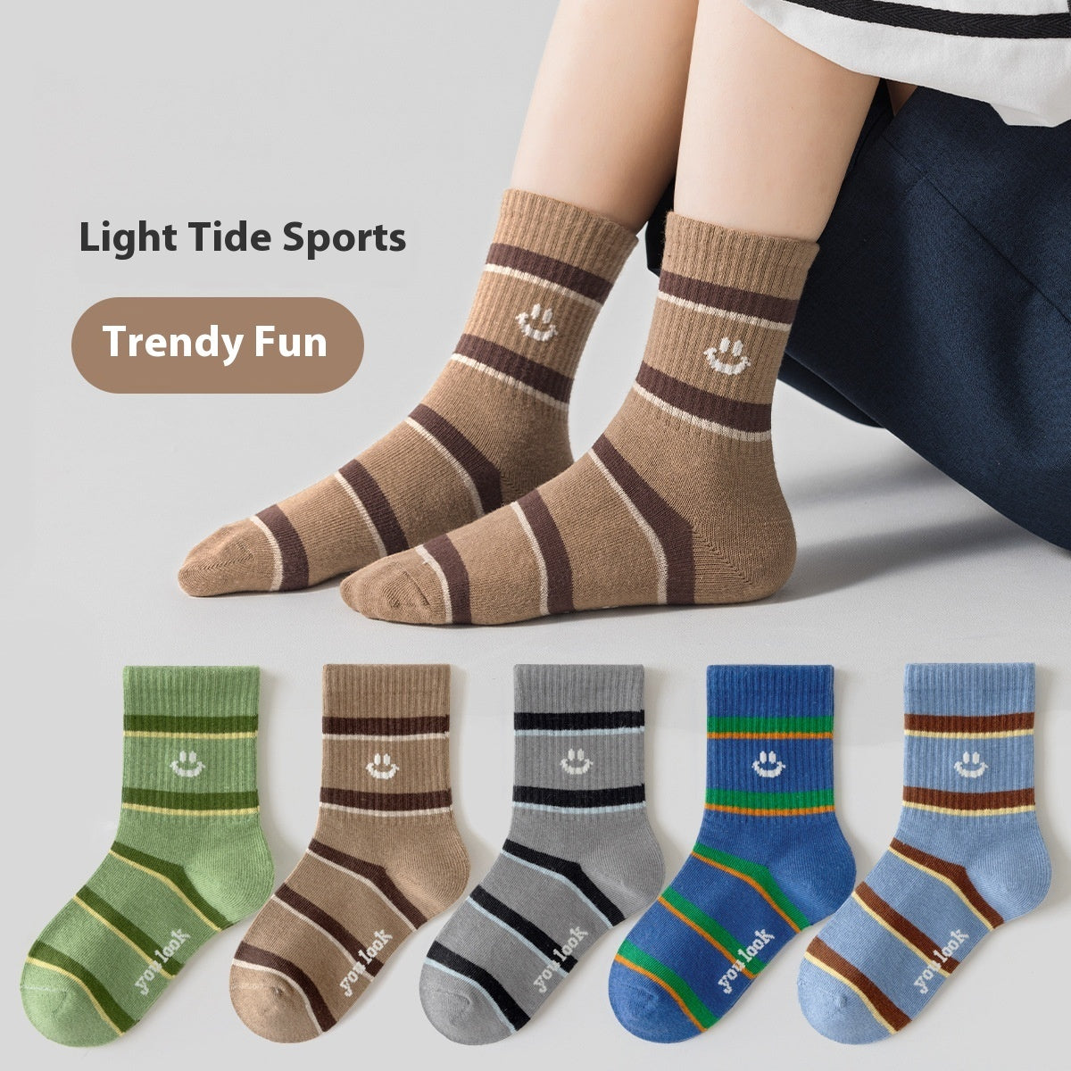 Girls' Pure Cotton Deodorant Mid-calf Socks