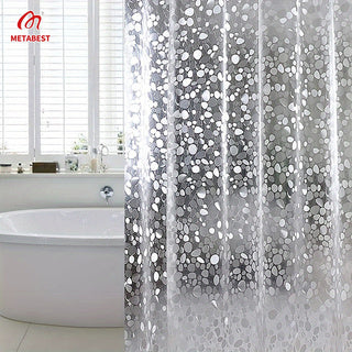 METABEST 3D Pebble Pattern Shower Curtain Liner  Durable PEVA Material With Heavy-Duty Magnets, Ideal For Shower Stalls And Bathtubs - 71x71 Inches  Comes With 12 Hooks