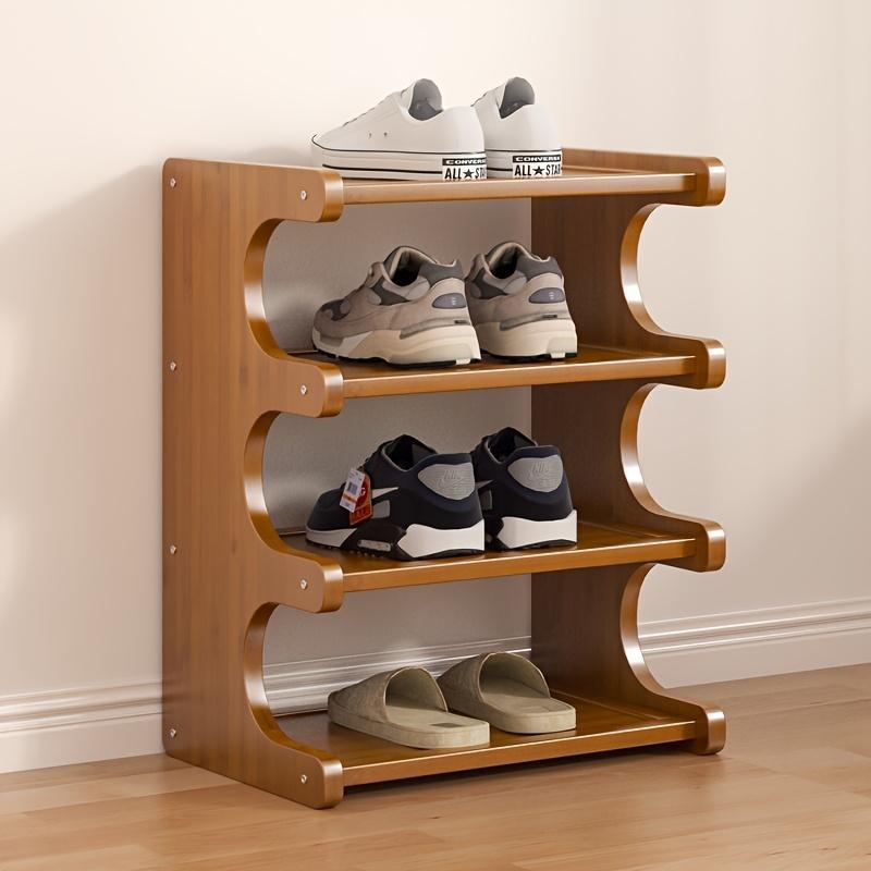Four-layer Wooden Stackable Floor-standing Shoe Rack Suitable For Entrance, Wardrobe And Corridor To Store High Heels, Sneakers And Sandals
