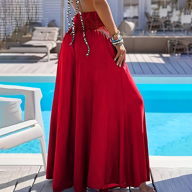 Womens Plus Size Palazzo Long Pants High Waist Wide Leg Stretchy Loose Fit Casual Trousers