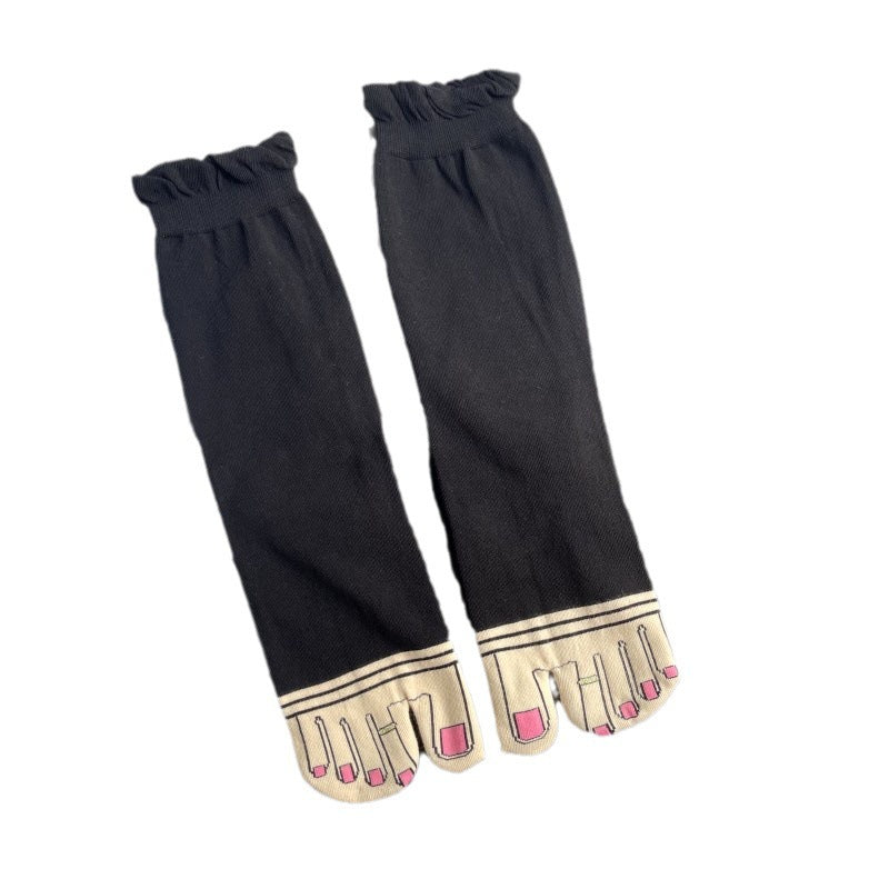 Thin Pure Cotton Cartoon Personality Japanese Style Toe Socks