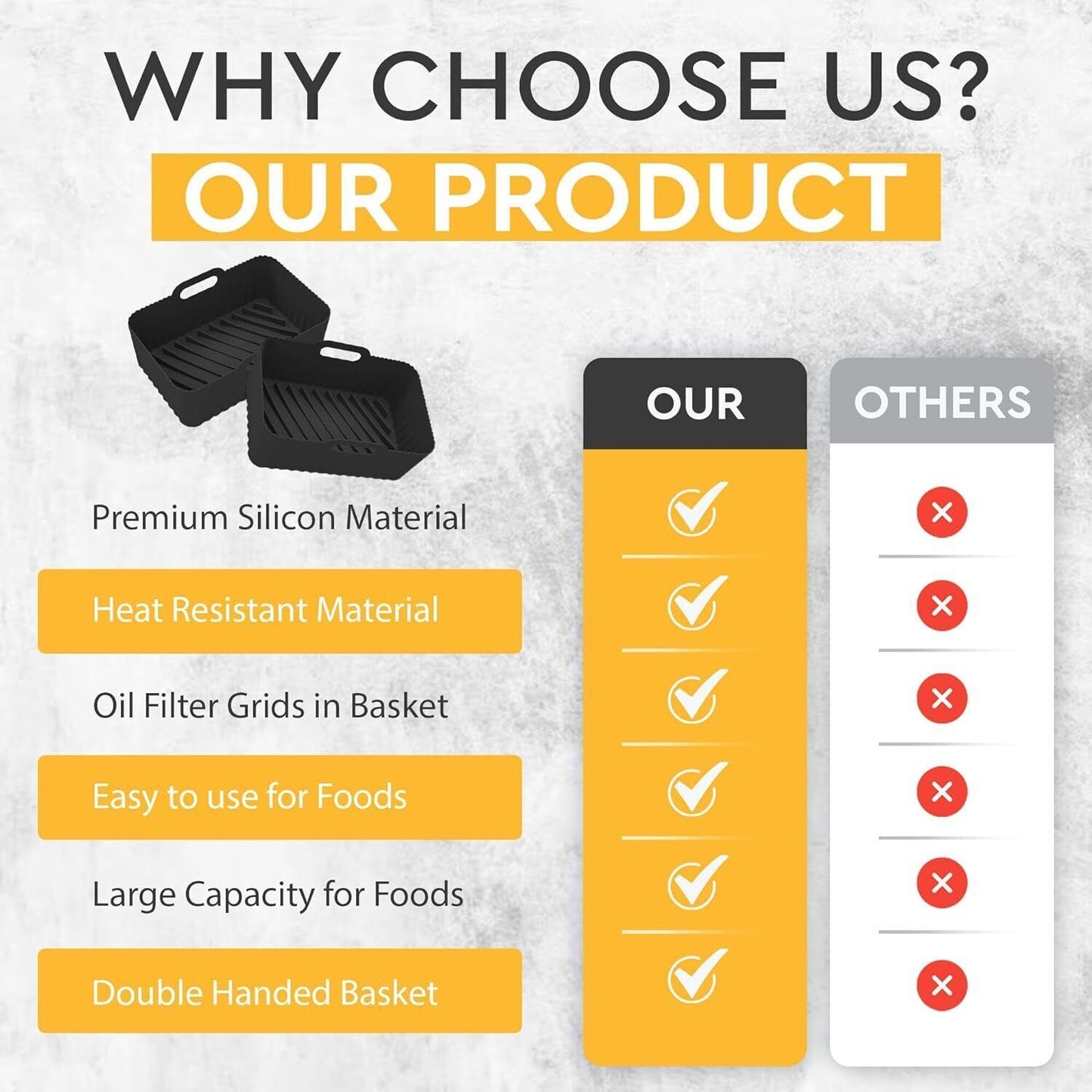 2 PCS Air Fryer Silica Gel Baking Pan Dual Basket Liner Handle Baking Oven New