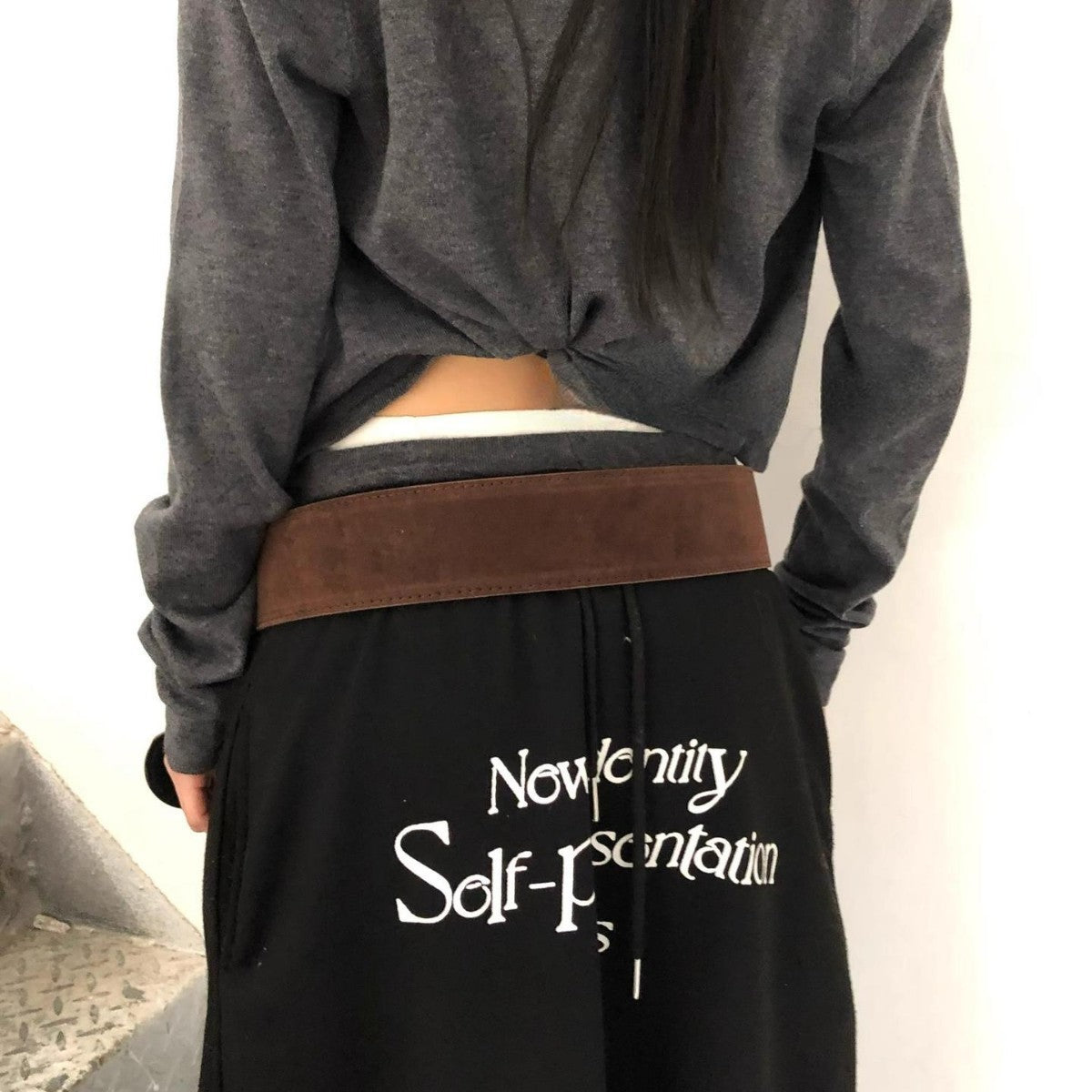 Wide Belt Niche Retro Y2g Hot Girl Suede Frosted Wide-brimmed Belt Silver Buckle