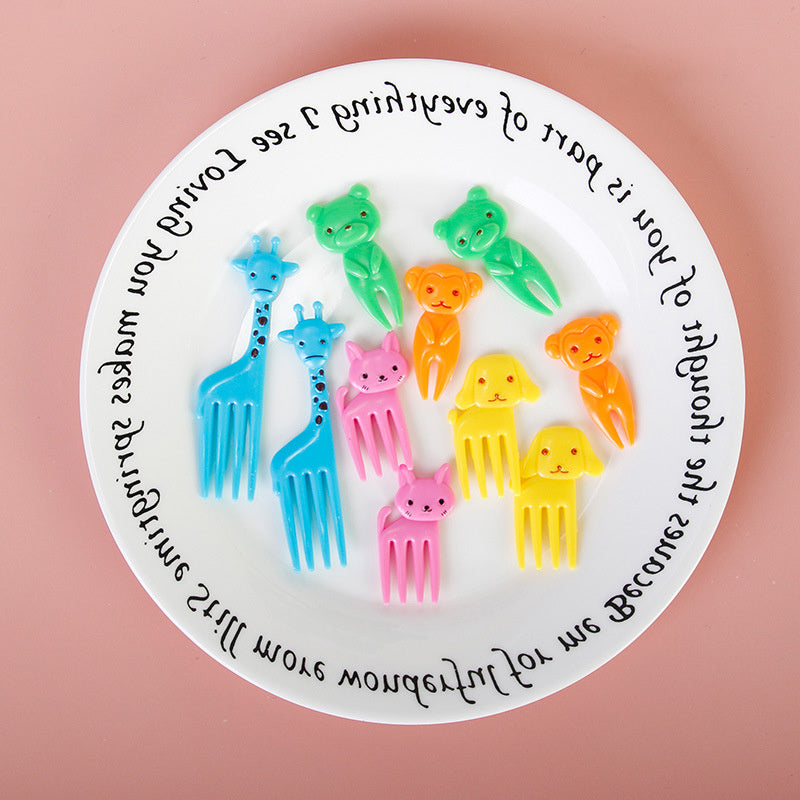 Animal Farm Cute Mini Children's Fruit Fork Creative Plastic Lunch Box Decoration