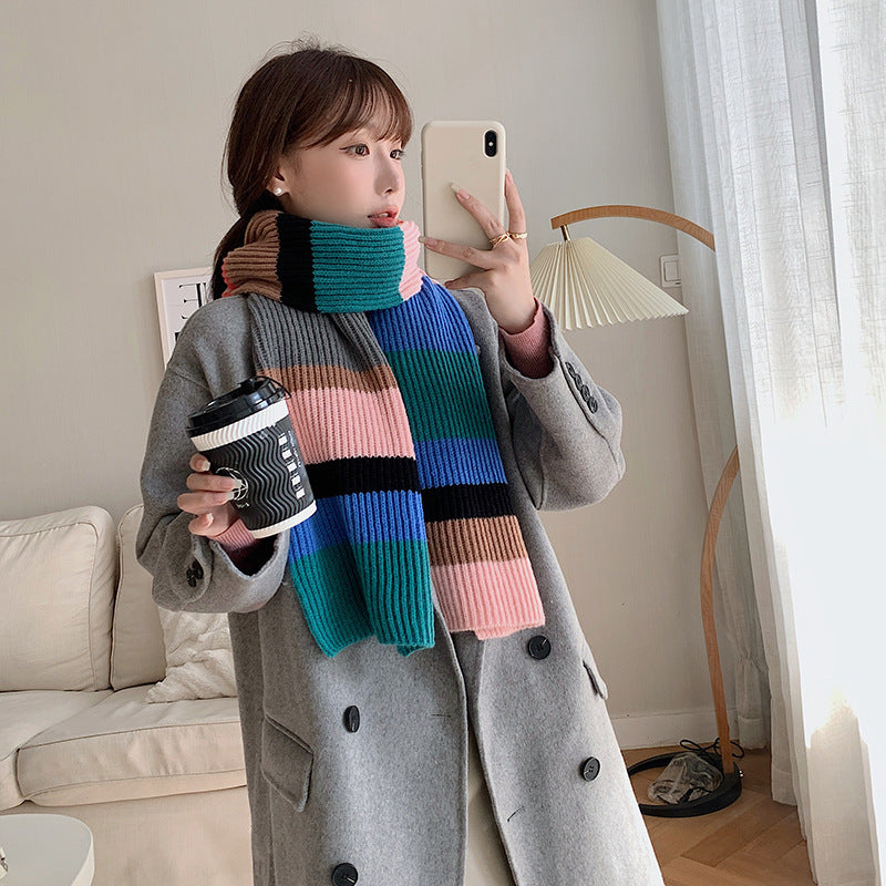 Women's Fashion Collision Color Stitching Scarf