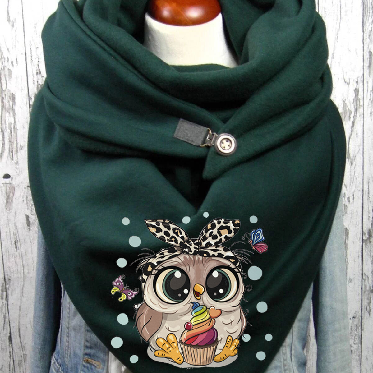 Women's Graceful And Fashionable Cotton Warm Button Scarf