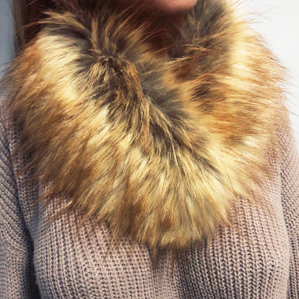 Faux Fox Fur And Rabbit Shawl