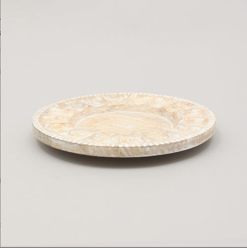 Handcrafted 13 Wood Charger Plate   Wooden Dinning Placemat Artisan Wood Tableware