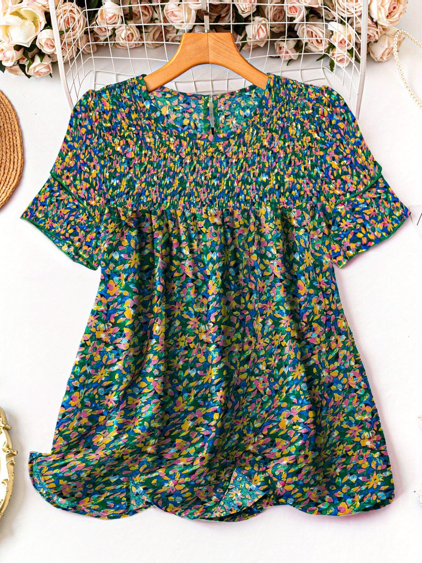 Women's Plus Size Swiss Polka Dot Shirt Summer Round Neck Short Sleeved Outdoor Casual Blouse Top