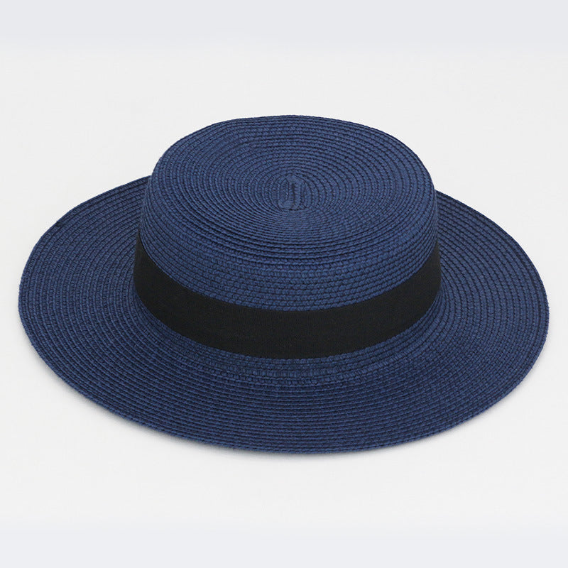 21 Color Square Buckle Dome Panama Lafite Flat Straw Hat