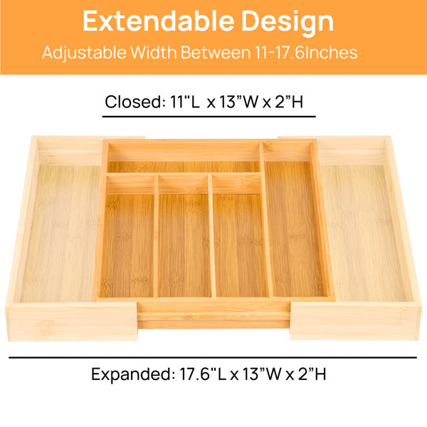 Expandable Bamboo Kitchen Drawer Storage Box