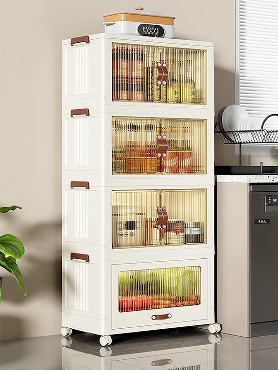 Baby Safety Transparent Opening Lid Indoor Home Decoration Storage Cabinet With Wheels