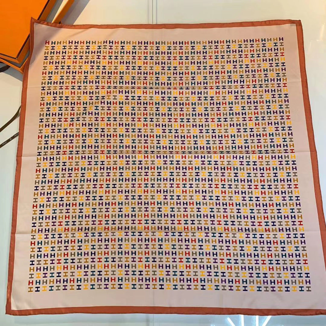 Handmade Hemming Twill Silk Printed Shawl