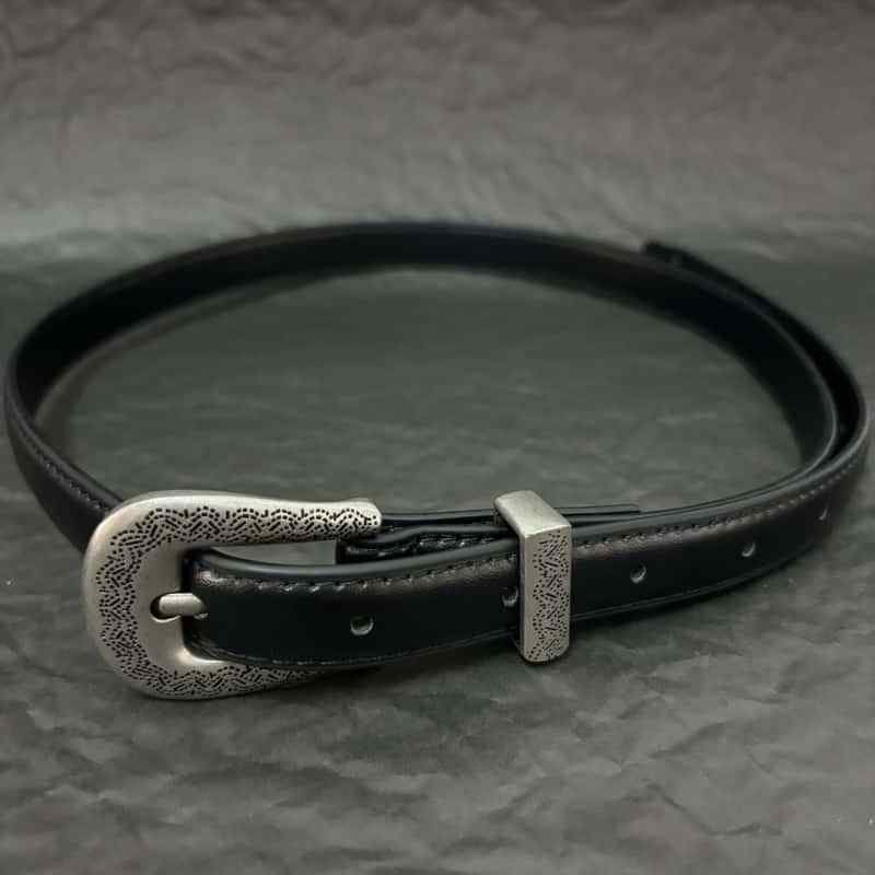 Special-interest Design Thin And Narrow Metal Carved Buckle Women's Leather Belt