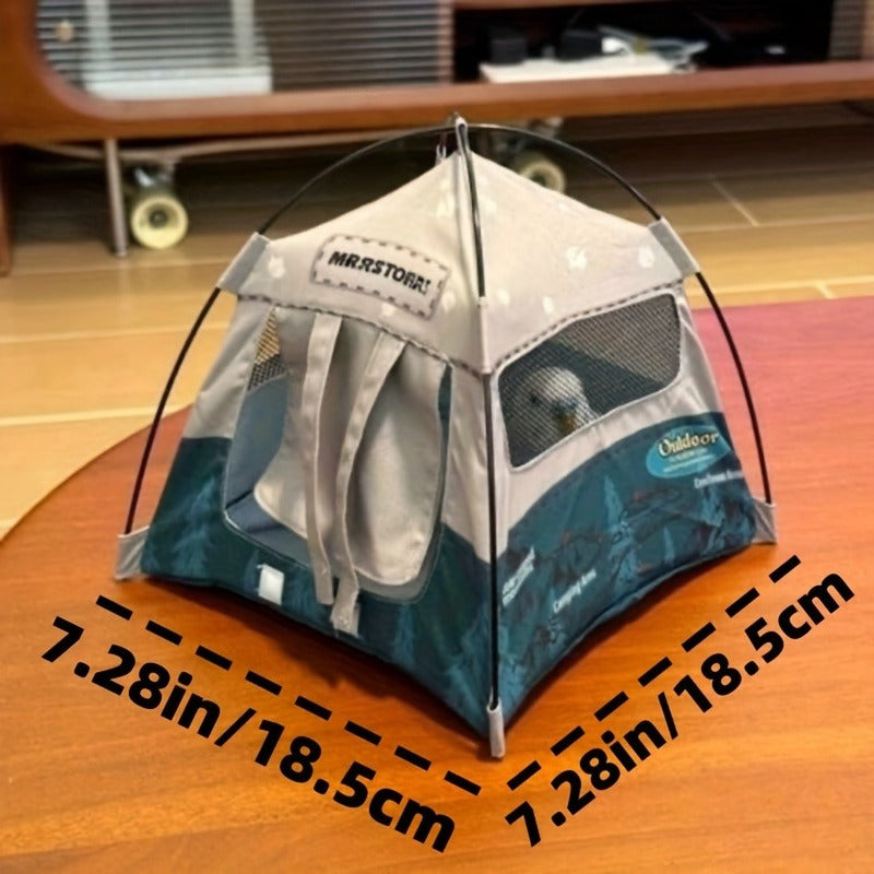 Small Tent Ornament - Delicate Fabric Texture With Sturdy Stand, Cute Natural Design For Desktop Camping Vibe