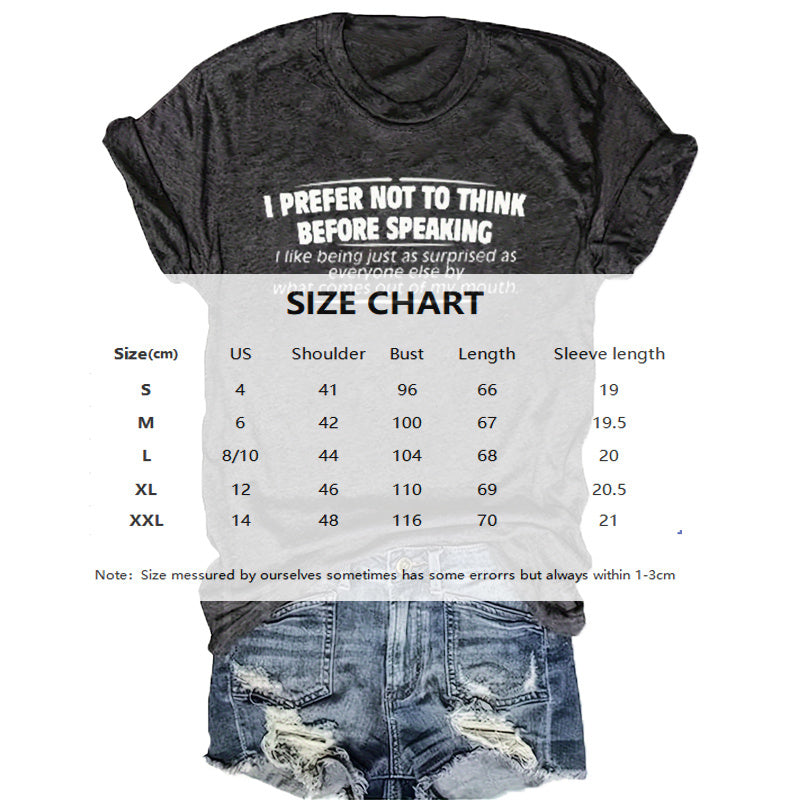 Women's Round Neck Short Sleeve T-Shirt Slogan Print, Casual Summer Top