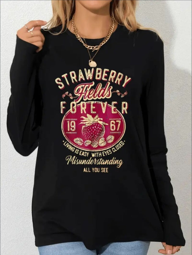 Women's Printed Hoodless Long Sleeve Sweatshirt