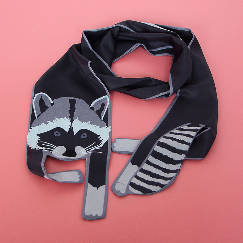 Small Scarf With Hair Band, Wild Decoration Long Small Silk Scarf Tied With Bag, Handle Scarf