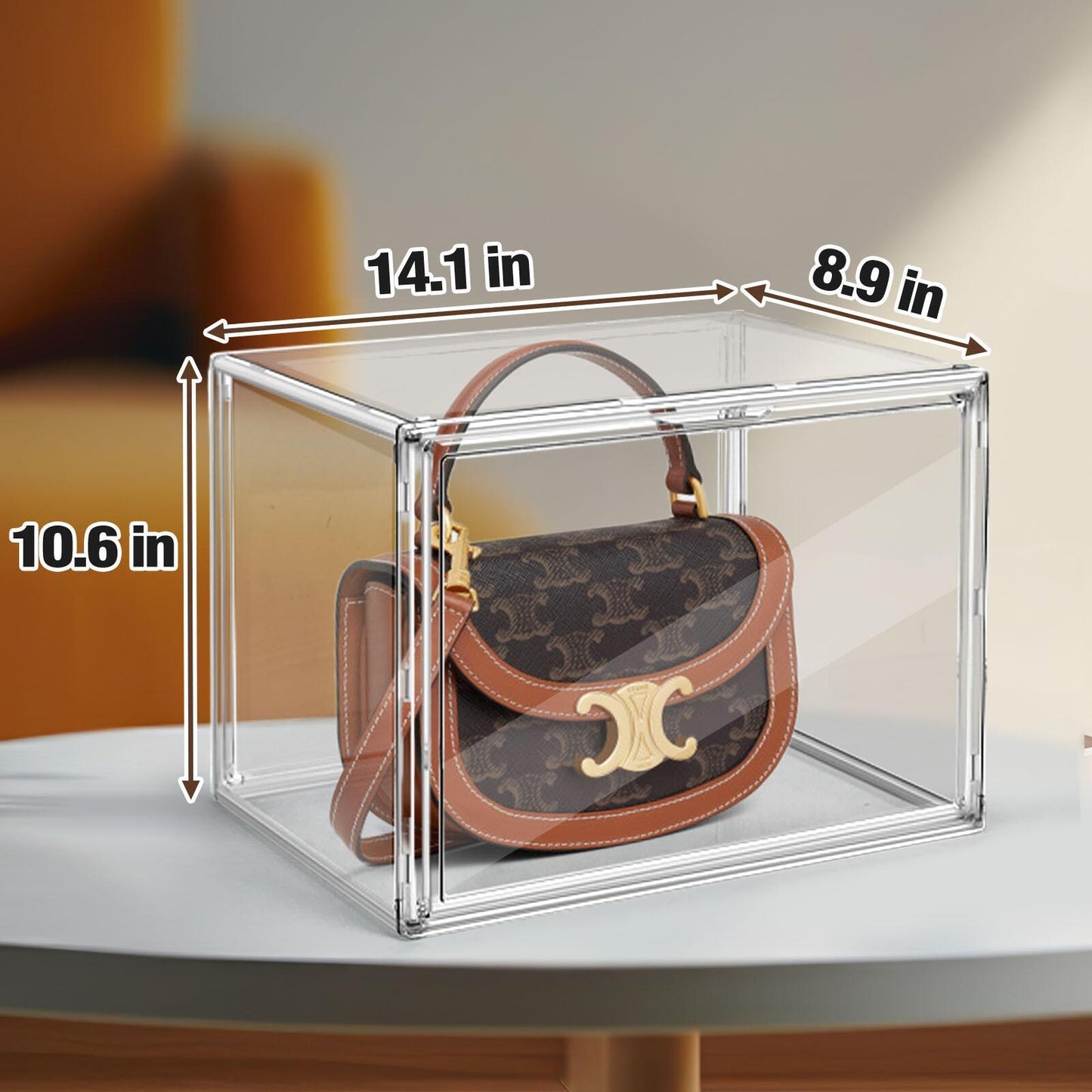 Oversized Transparent Acrylic Display Box Handbag Wardrobe Storage Stackable Shoe Box With Lid