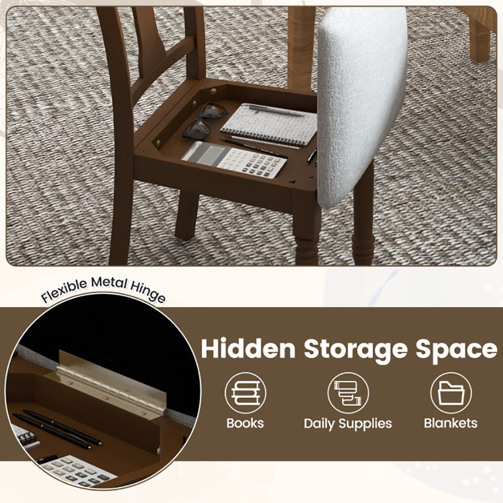 Kitchen Dining Chair With Linen Fabric And Storage Space