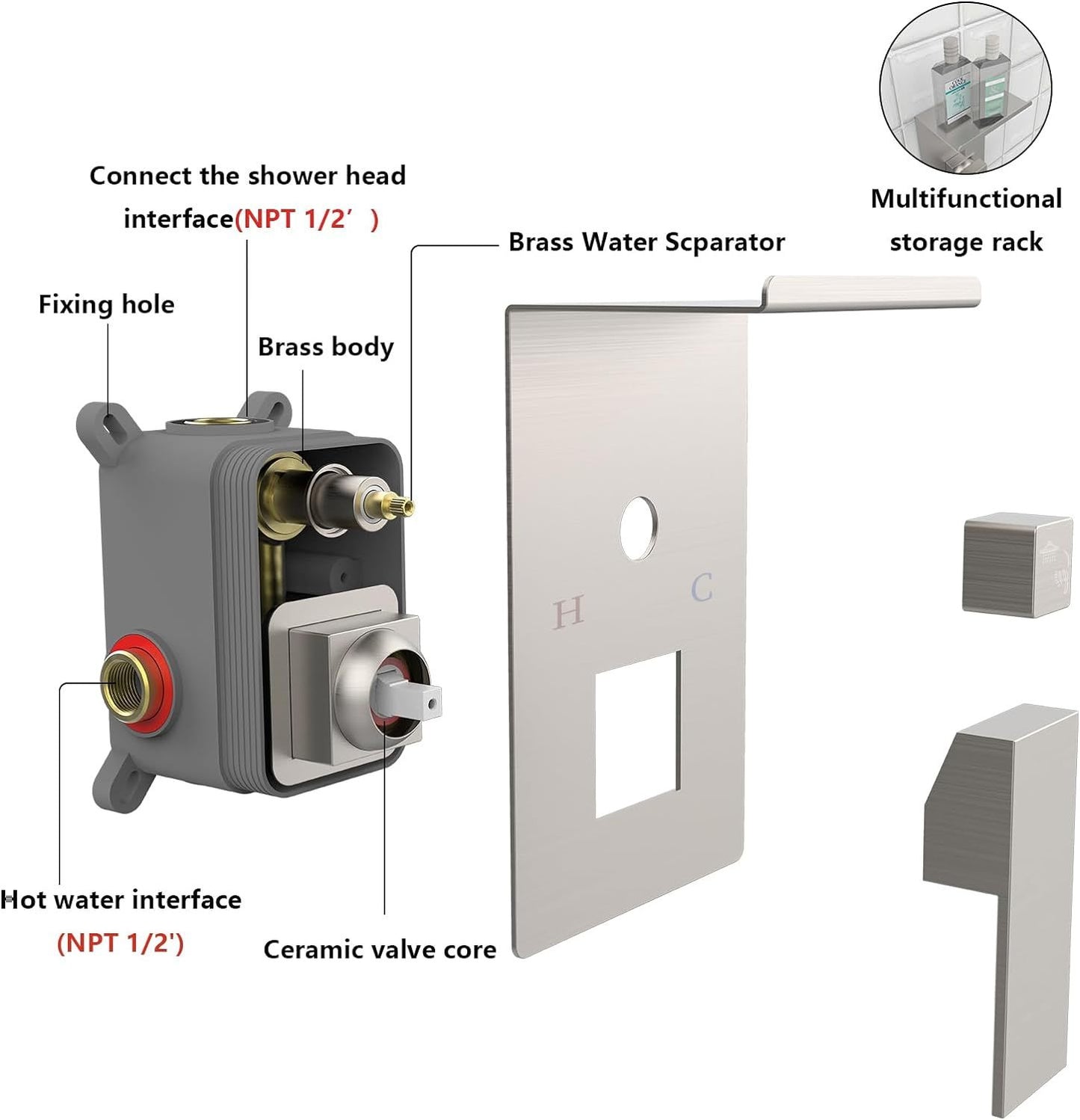 Rainwater Shower System With Storage Rack, Unable To Ship On Weekends