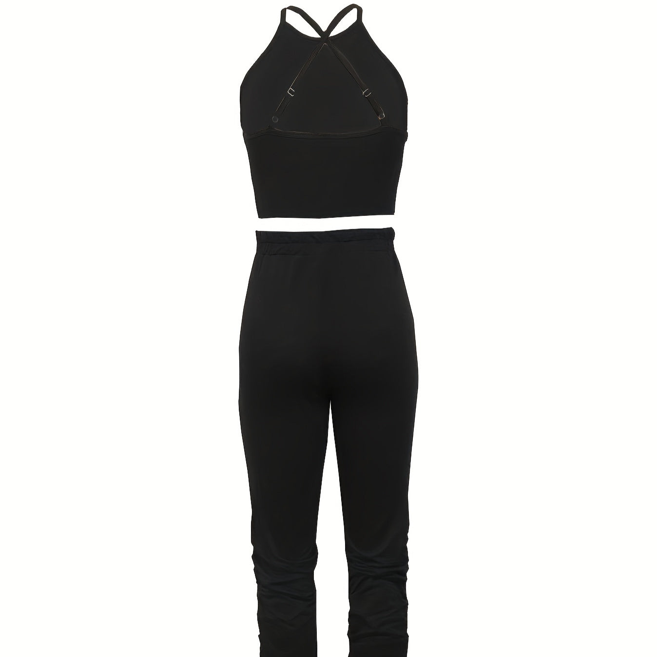 Women's Solid Color Slim Fit Fashionable Vest And Pants Set