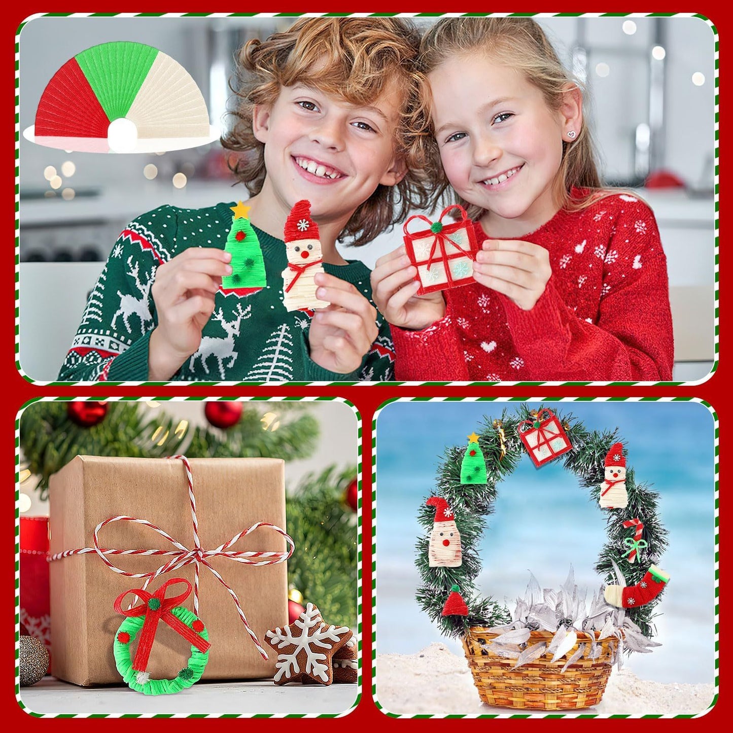 UPINS Wiki Sticks,  Christmas Wax Craft Sticks Red Green White Bendable Sticky Wax Yarn Sticks With Storage Bag For DIY School Project Art Craft Supplies Visit The UPINS Store,Amazon Is Banned