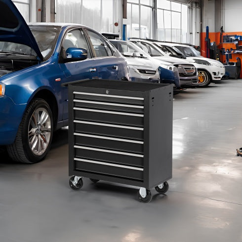 Rolling Tool Chest With 7-Drawer Tool Box With Wheels Multifunctional Tool Cart Mechanic Tool Storage Cabinet For Garage, Warehouse, Workshop, Repair Shop