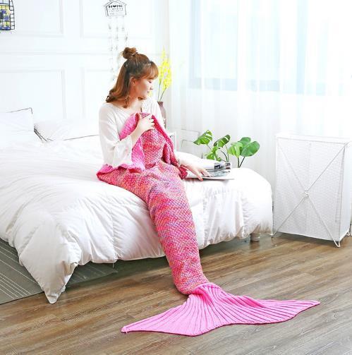 Color Grid Crochet Sofa Cover Blanket Air Conditioner
