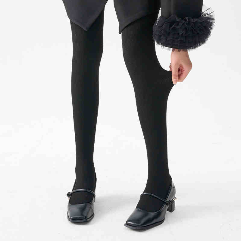 Winter Fleece-lined Thick Solid Color Pressure Slim Looking Socks Warm Foot Silk Stockings Women