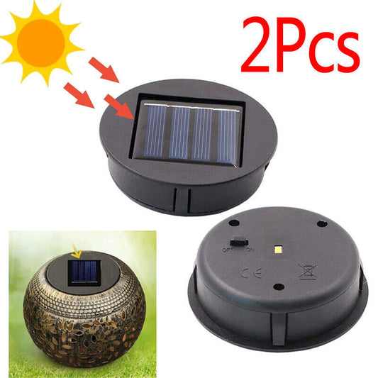 2PCS Garden Solar Powered Replacement Round LED Light Box Fit For Lantern Lamp